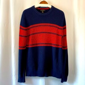 Banana Republic Men's 100% Supima Cotton Striped Thick Knit Crewneck Sweater MD